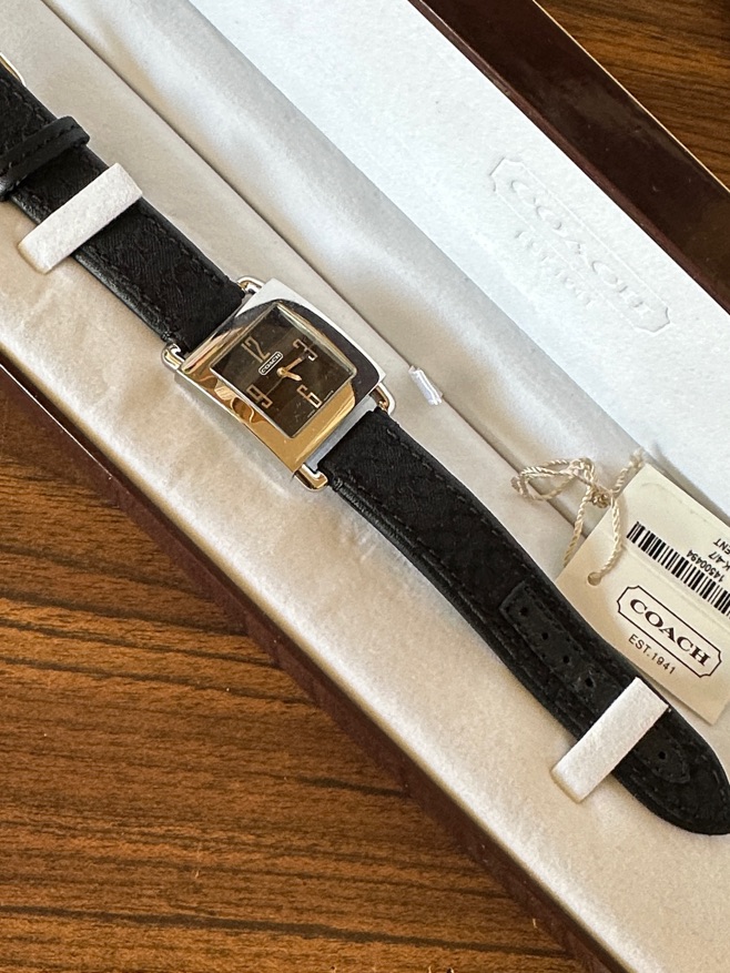 Coach Logo Black Leather Dial Watch With Silver Face Nwt Brand New In Box